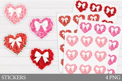 Roses Sticker Printable. Hearts Stickers Design Product Image 1