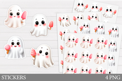 Cute Ghost Sticker Design. Ghost Ice Cream Sticker Printable Product Image 1