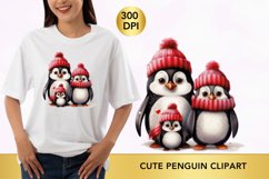 christmas cute penguin clipart, penguin sublimation Product Image 1