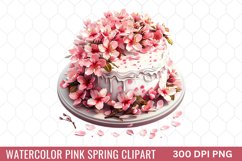Watercolor Pink Spring Clipart Bundle Product Image 3