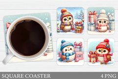 Christmas Owl Coaster Design. Christmas Coaster Sublimation Product Image 1