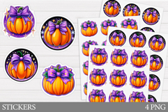 Pumpkin Sticker Printable. Pumpkin Bow Sticker Design Product Image 1