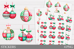 Christmas Ornament Sticker. Patchwork Christmas Sticker Product Image 1