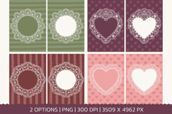 Vintage Heart Lace Frames Clipart PNG Product Image 2