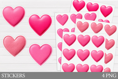 Hearts Stickers Printable. Valentines Sticker Design Product Image 1