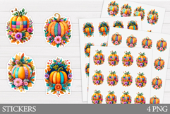 Patchwork Pumpkin Sticker Design. Fall Sticker Printable Product Image 1