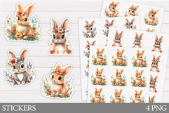 Cute Bunny Sticker Design. Bunny Flowers Sticker Printable Product Image 1