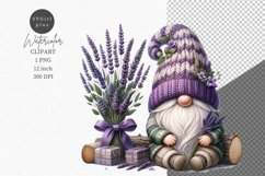 Gnome clipart, Gnome sublimation, Lavender gnome clipart Product Image 1