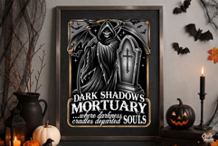 Dark Shadows Mortuary Grim Reaper Halloween Sign PNG Graphic Product Image 2