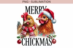 Merry Chickmas PNG | Funny Chicken Christmas Sublimation Product Image 4