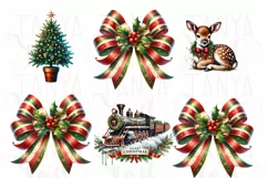 Red and Green Coquette Christmas Bow PNG | Preppy Christmas Product Image 2