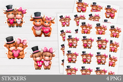 Valentines Cow Stickers Design. Valentines Sticker Printable Product Image 1