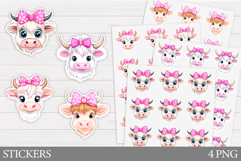 Cow Sticker Design. Cute Cow Sticker Printable Product Image 1