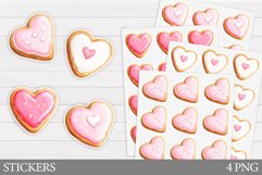 Hearts Cookies Sticker Design. Valentines Sticker Printable Product Image 1
