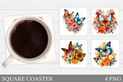 Butterflies Coaster Sublimation. Butterfly Coaster Design Product Image 1