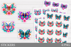 Cute Butterfly Sticker. Butterfly Flowers Sticker Printable Product Image 1