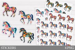 Floral Horse Sticker Design. Horse Sticker Printable Product Image 1