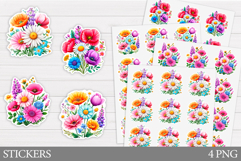 Wildflowers Sticker Design. Floral Sticker Printable Product Image 1