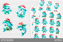 Christmas Dolphin Sticker. Christmas Sticker Printable Product Image 1