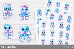 Cute Octopus Sticker Design. Octopus Sticker Printable Product Image 1