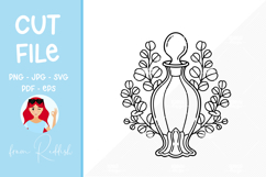 Floral perfume bottle Line Art Cut File Product Image 1