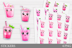 Cute Cocktail Stickers. Cute Drink Sticker Printable Product Image 1