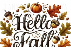 Hello Fall, Retro PNG Design for Cards & Shirts, Vintage Product Image 2