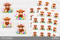 Easter Cow Sticker Design. Easter Sticker Printable Product Image 1