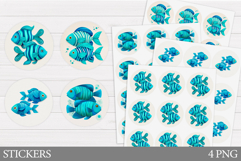 Cute Fish Sticker Design. Sea Sticker Printable Product Image 1