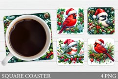 Christmas Bird Coaster Sublimation. Christmas Coaster Design Product Image 1