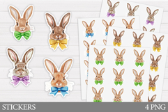 Cute Bunny Sticker Design. Bunny Bow Sticker Printable Product Image 1
