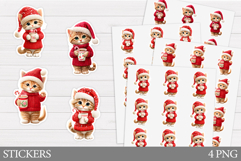 Christmas Cat Sticker Design. Christmas Sticker Printable Product Image 1