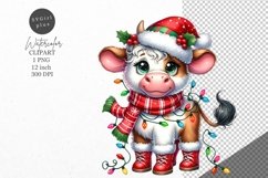 Christmas clipart, Christmas cow clipart, Cow clipart Product Image 1