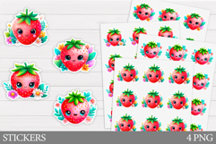 Cute Strawberry Stickers. Summer Sticker Printable Product Image 1
