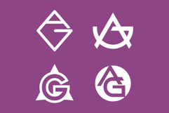 Set of Four Abstract A G or G A Monogram Logo Designs Product Image 2