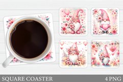 Valentines Gnome Coaster. Valentines Coaster Sublimation Product Image 1