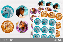 Horse Sticker Design. Horse Flowers Sticker Printable Product Image 1