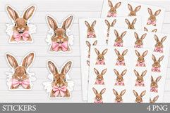 Cute Bunny Sticker Design. Bunny Bow Sticker Printable Product Image 1
