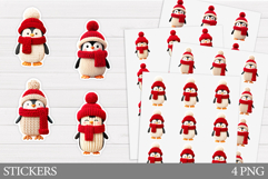 Crochet Penguin Sticker Design. Christmas Sticker Printable Product Image 1