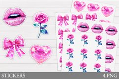 Valentines Disco Stickers. Valentines Sticker Printable Product Image 1