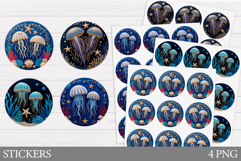 Jellyfish Sticker Template. Sea Sticker Design Product Image 1