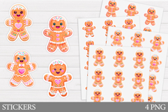 Cute Gingerbread Sticker. Christmas Sticker Printable Product Image 1