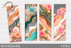 Roses Bookmark Design. Flowers Bookmark Sublimation Product Image 1