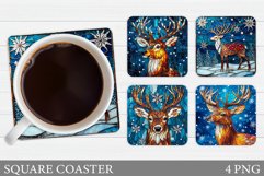Reindeer Coaster Design. Christmas Coaster Sublimation Product Image 1