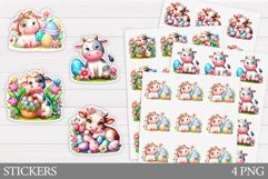 Easter Cow Sticker Design. Easter Sticker Printable Product Image 1