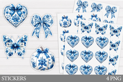 Chinoiserie Sticker Design. Blue Sticker Printable Product Image 1
