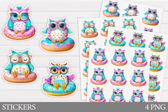 Cute Owl Sticker Design. Summer Owl Sticker Printable Product Image 1