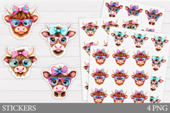 Cow Sticker Design. Cute Cow Sticker Printable Product Image 1