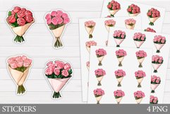 Bouquet Roses Sticker Design. Flowers Sticker Printable Product Image 1