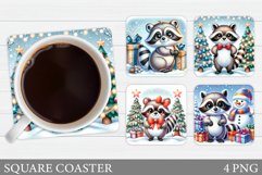 Christmas Raccoon Coaster. Christmas Coaster Sublimation Product Image 1